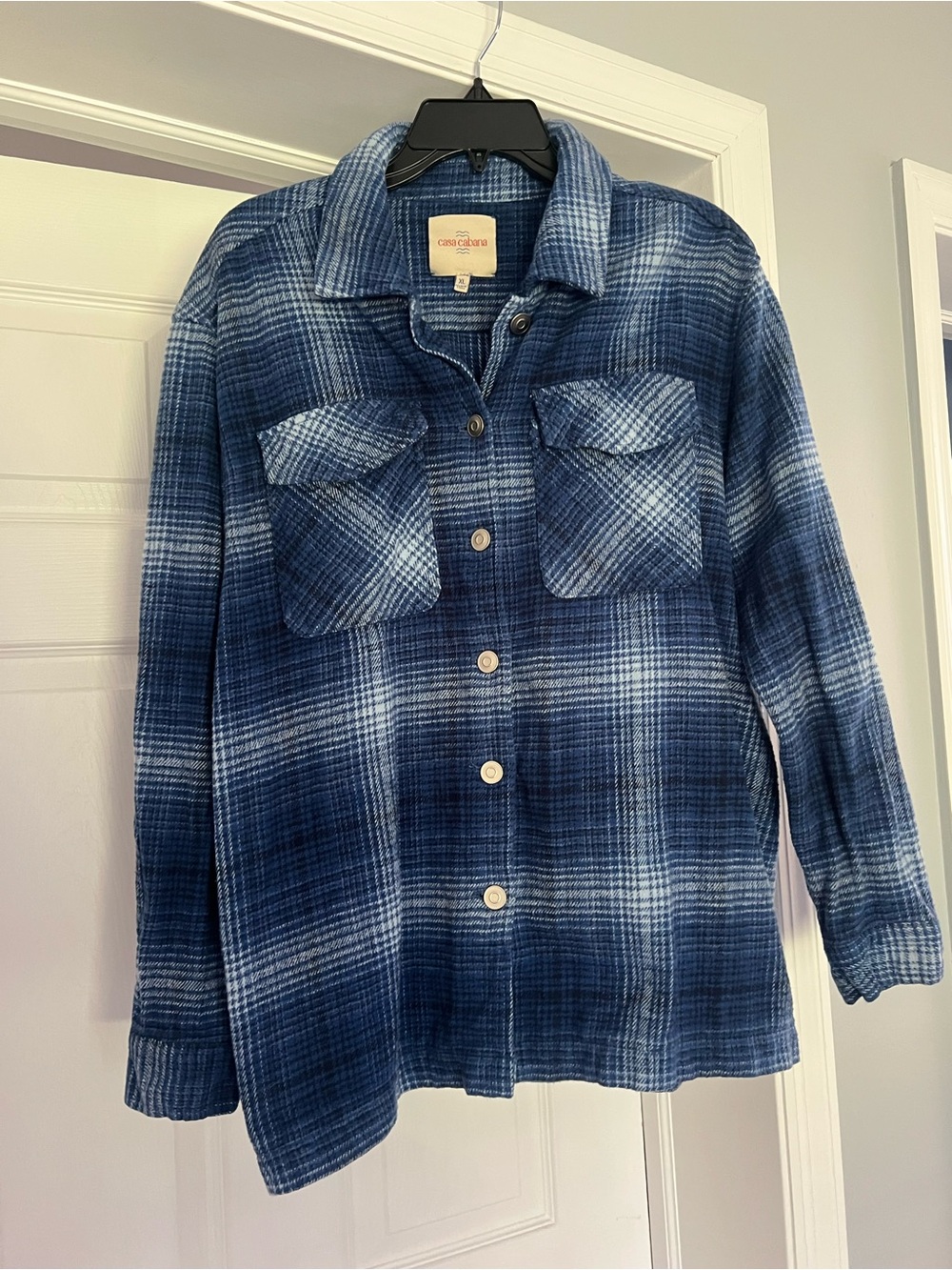 Casa Cabana Blue Plaid Button-Up Shacket - Blue